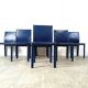 Vintage blue leather dining chairs by Arper Italy, 1980s