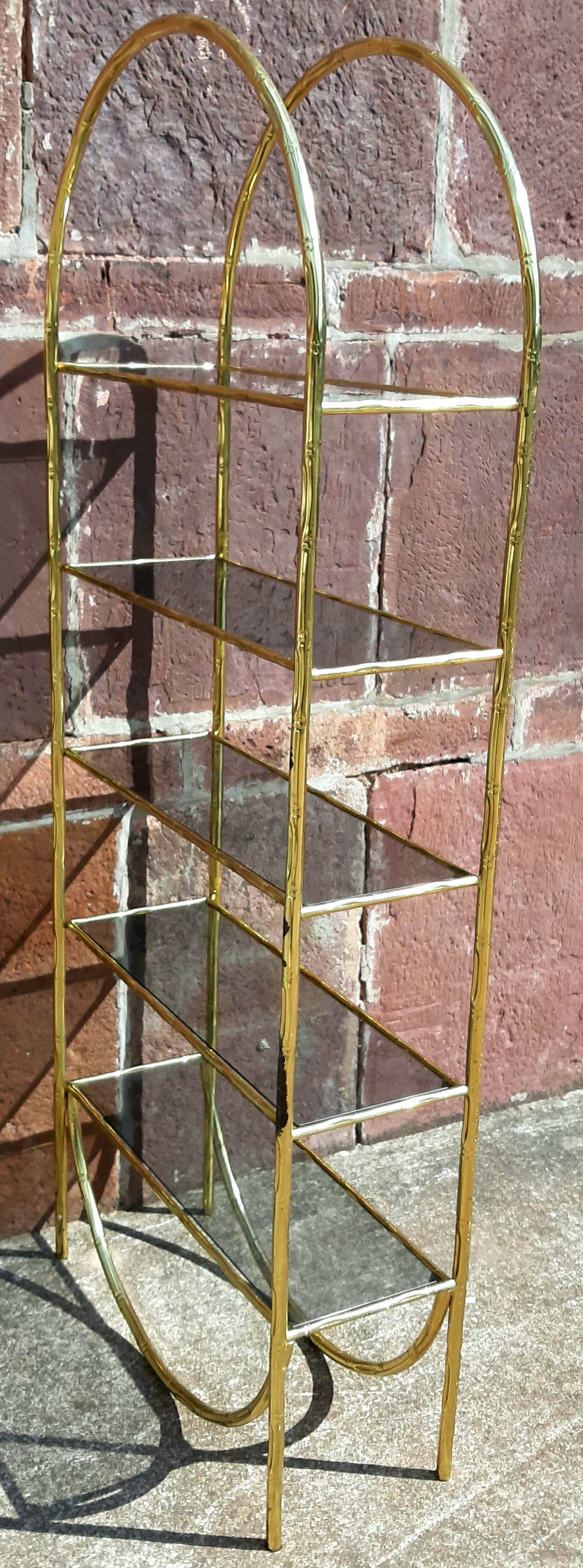 Shelf faux bamboo gold metal