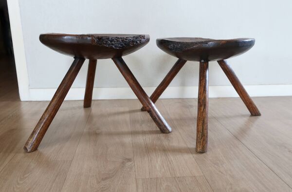2 Tabourets Tripodes de Berger, de Vacher, Début du XXème siècle