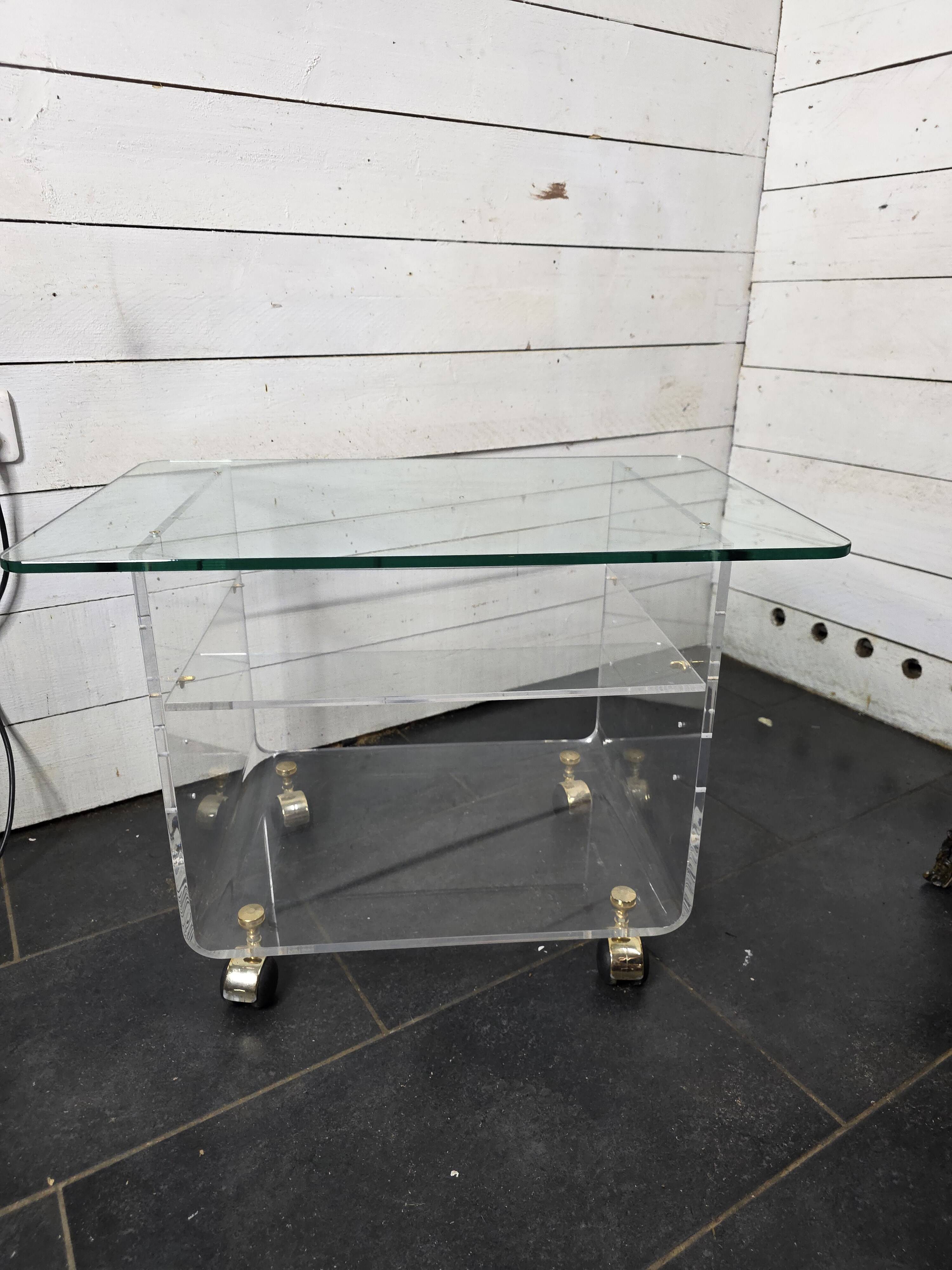 Vintage Plexiglas and Glass Coffee Table by David Lange 1970s
