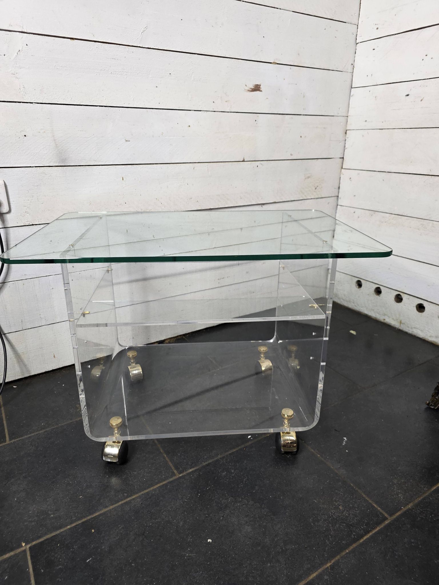 Vintage Plexiglas and Glass Coffee Table by David Lange 1970s