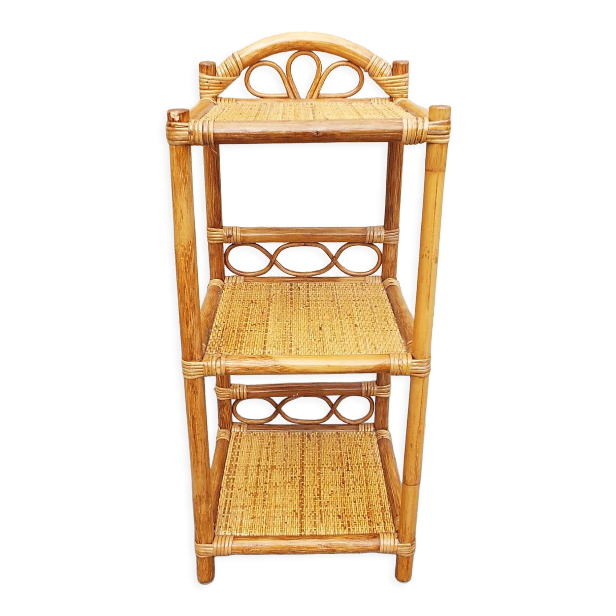 Rattan and bamboo bedside table