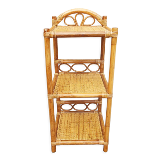 Rattan and bamboo bedside table