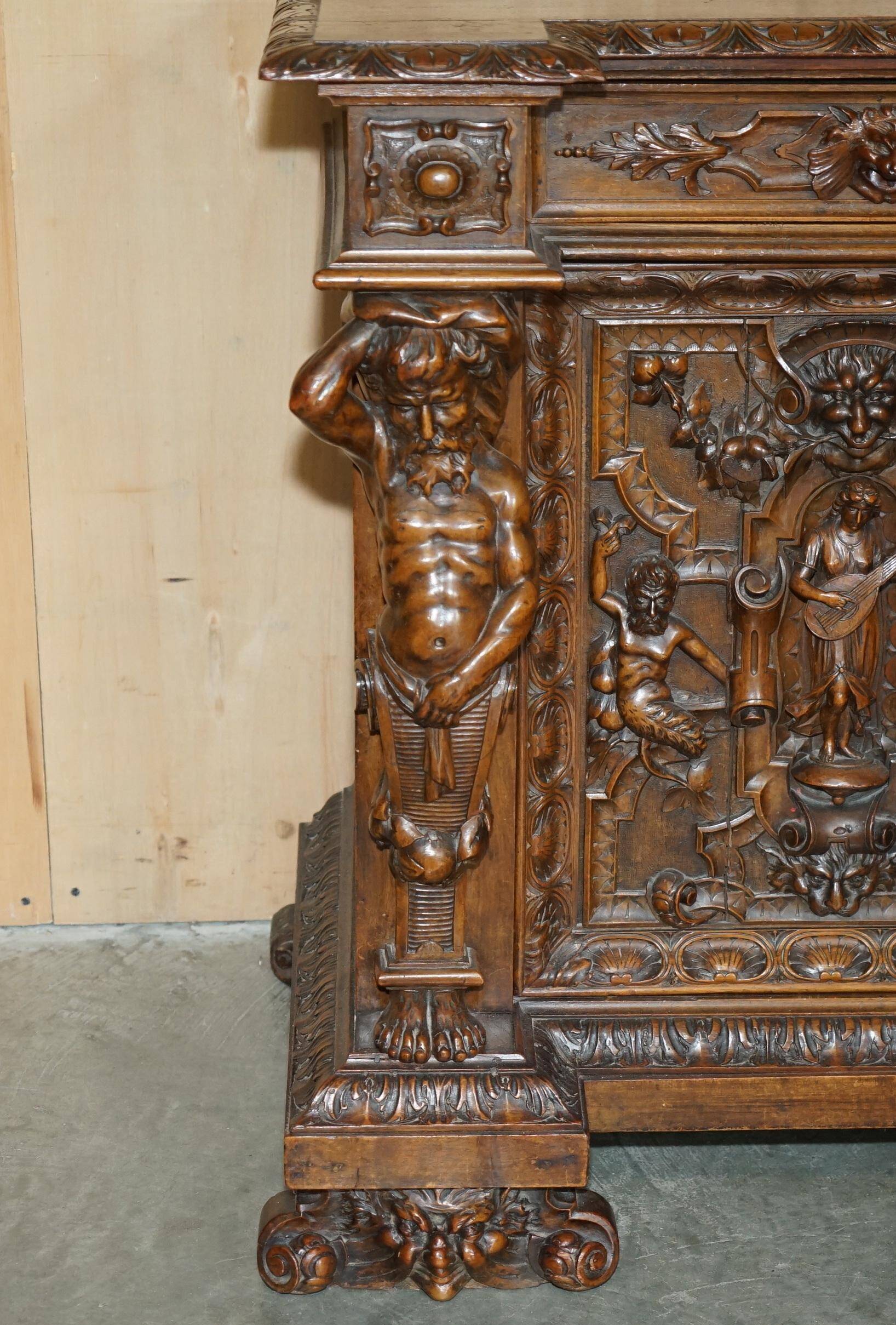 French walnut buffet sideboard, decorated, circa 1850.