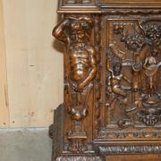 French walnut buffet sideboard, decorated, circa 1850.