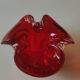 Murano Ashtray/Tray. Organic floral shape. Ruby red, 14cm.