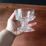 6 vintage French transparent cavalier champagne glasses with thick stems