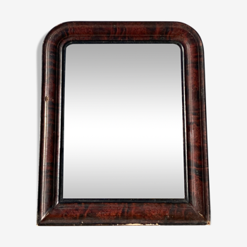 Miroir époque Louis Philippe 46x39 XIXème ancien marron noir