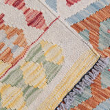 Handmade flat woven geometric kilim rug- 202x296cm