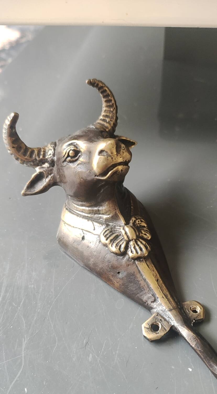 Bronze patinated metal bull wall hook