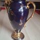 Vase en porcelaine de Limoges bleu de four et dorure 22K