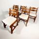 Set of 6 Belgian brutalist oak dining chairs, 1970s.