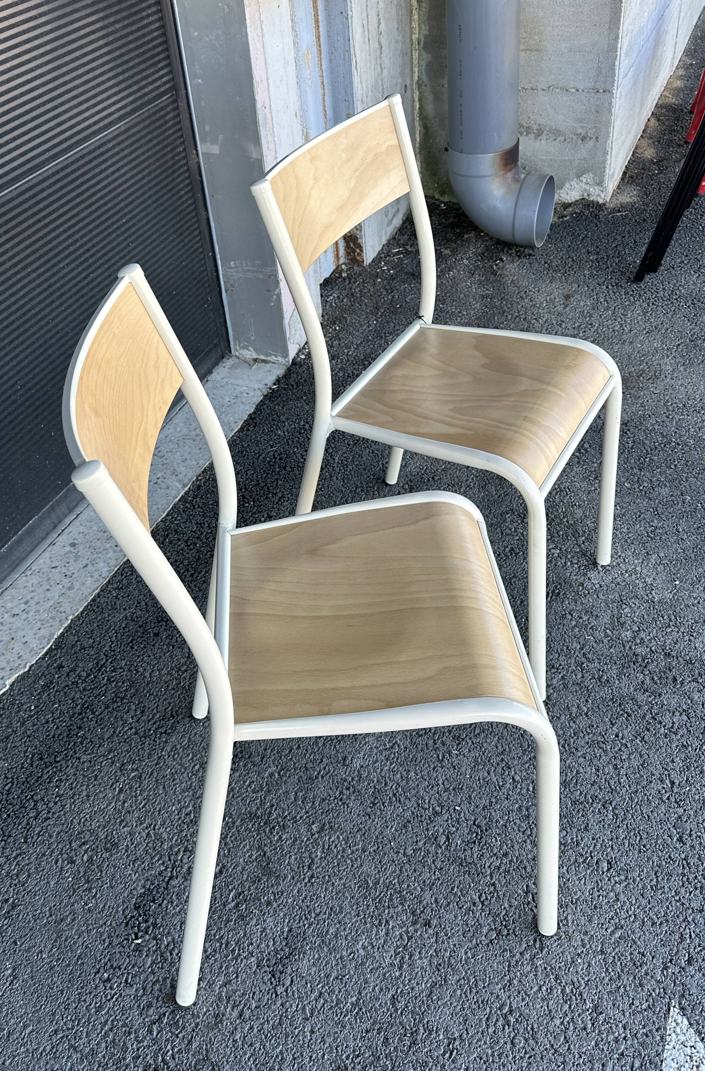 Paire de chaise Mullca 510 version beige et naturel