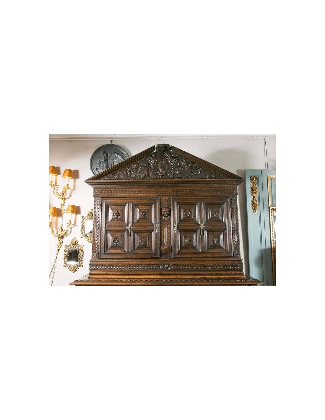 17th Century Buffet Furniture, Carved Walnut, Large Decoration