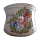 Large pot cache, decoration bouquet of flowers painted by hand, signed.