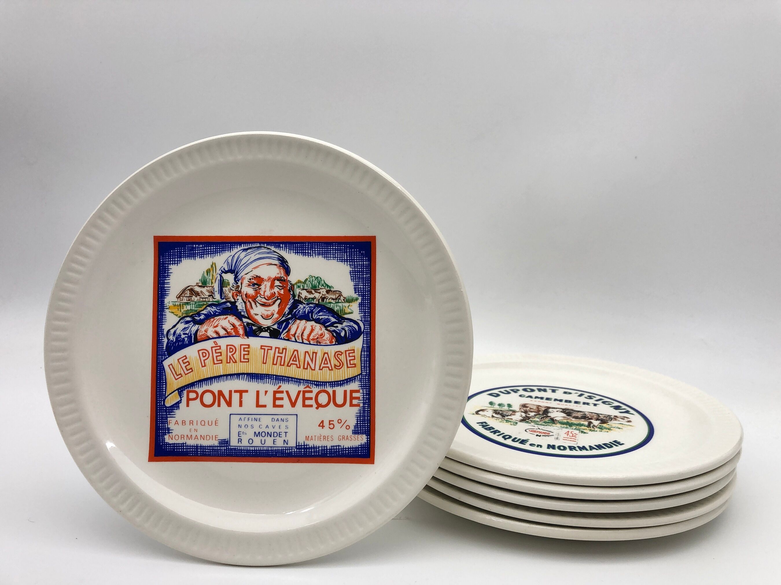 6 cheese plates "Faïence de St-Amand"