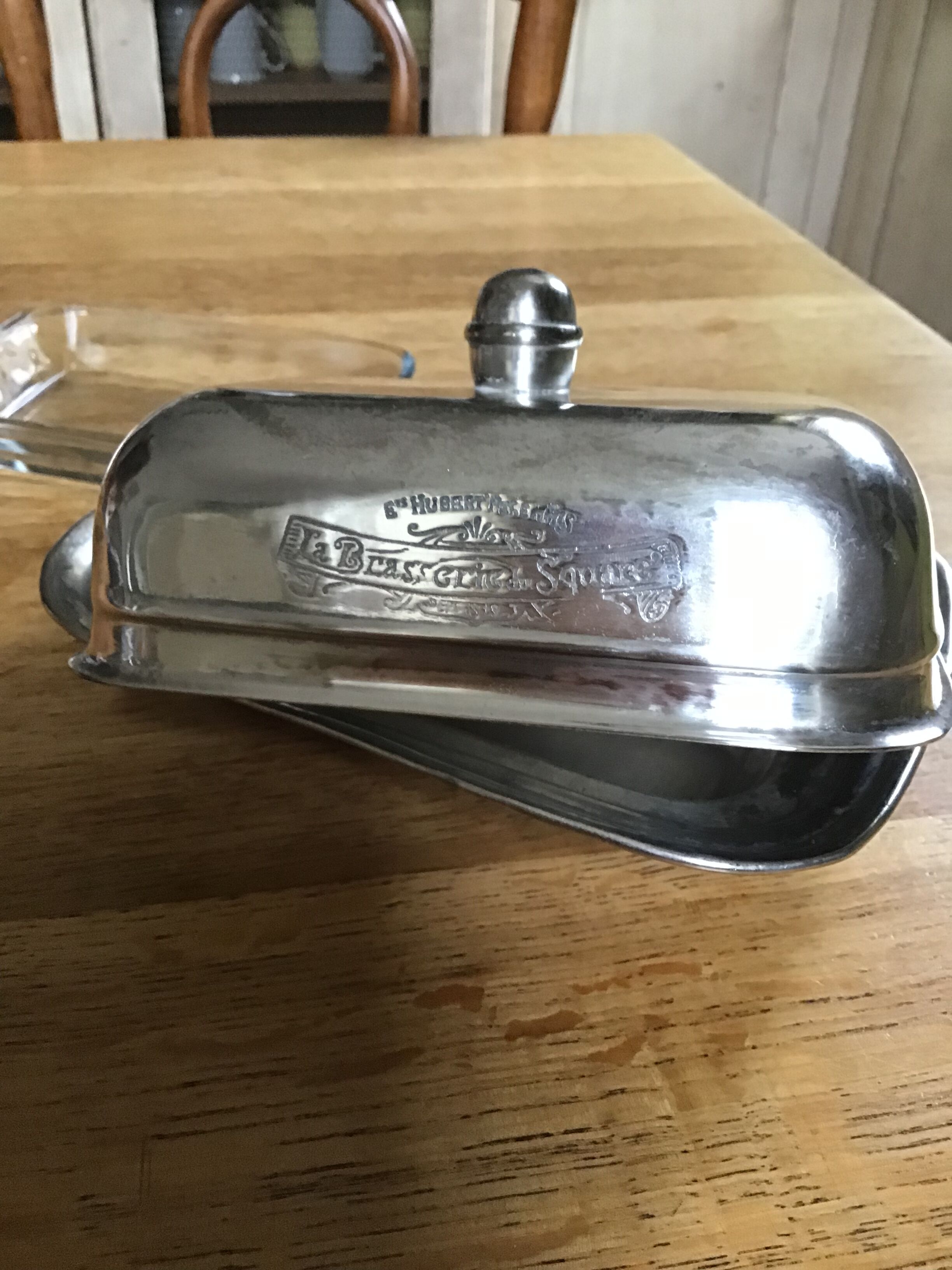 Butter dish metal and glass
