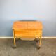 Wheeled sewing box, pear wood, beech, wicker, 1960s