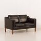 Danish black aniline leather sofa by Hurup, 1980s