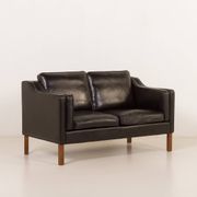 Danish black aniline leather sofa by Hurup, 1980s