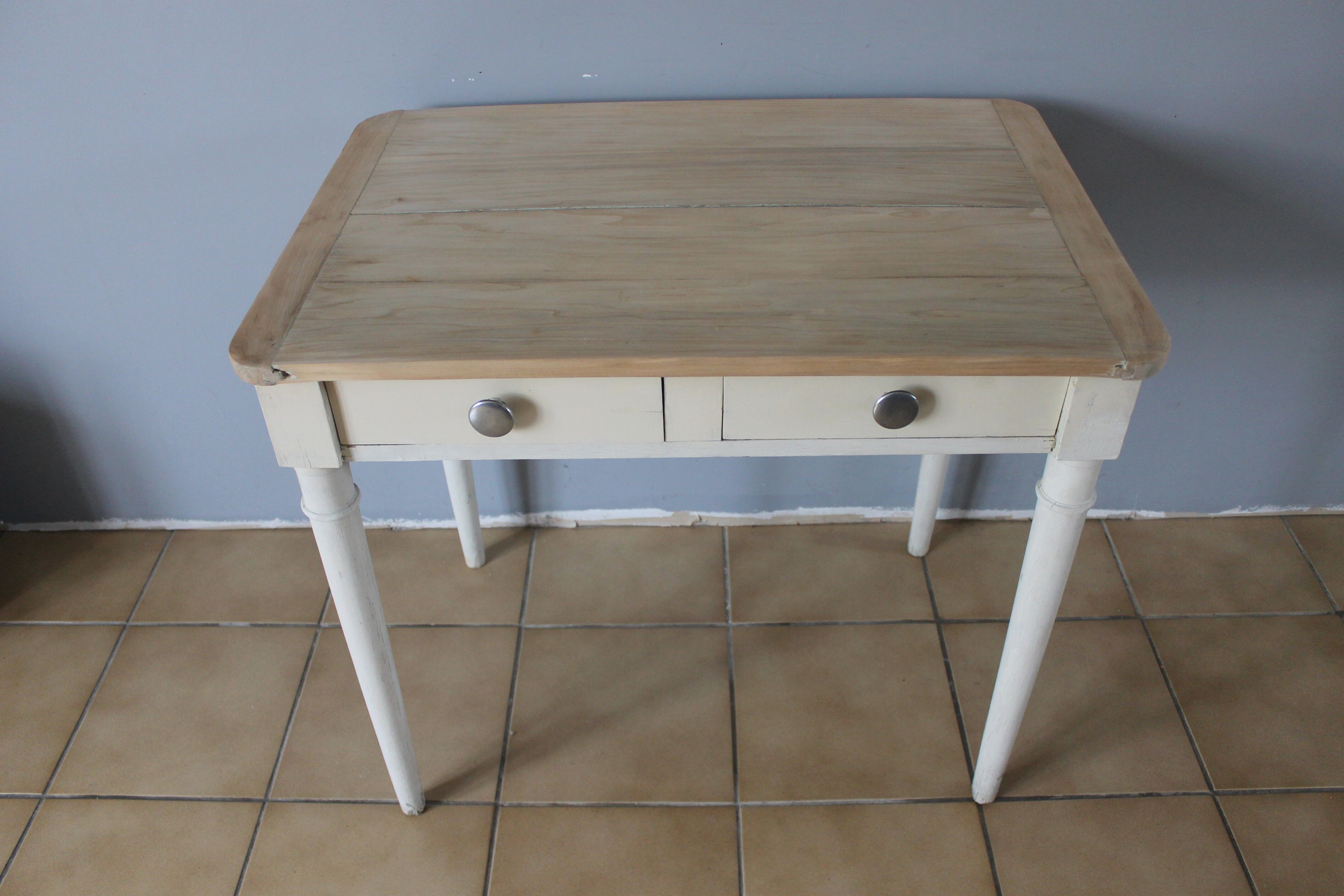 Table de ferme 2 tiroirs 1950