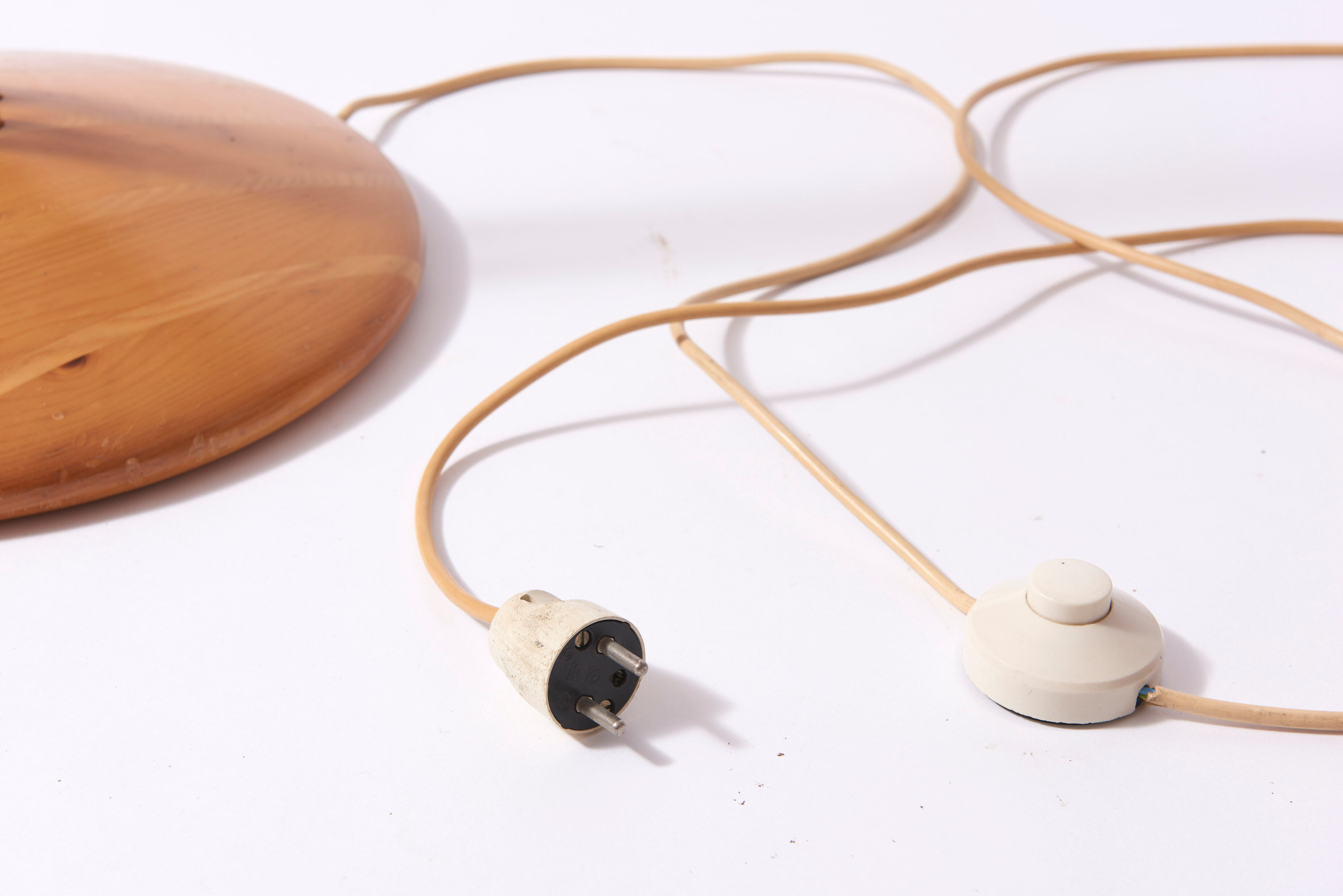 1950s floor lamp in light wood and brass