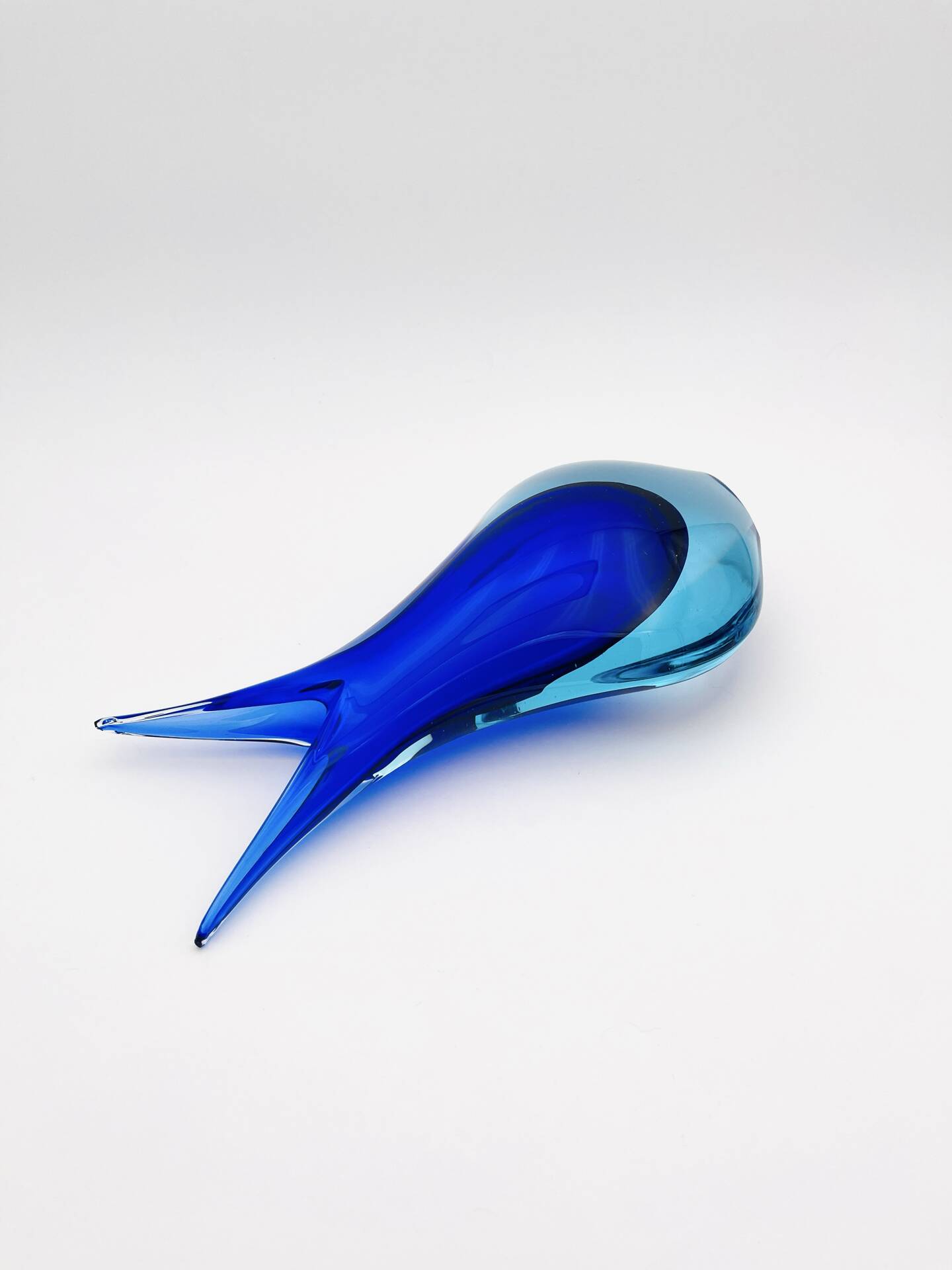 Large Murano Vase Flavio Poli Sommerso Blue Cobalt Turquoise 31.5cm