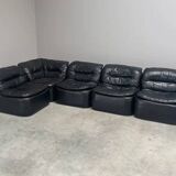 Modular black leather element sofa, 1970s