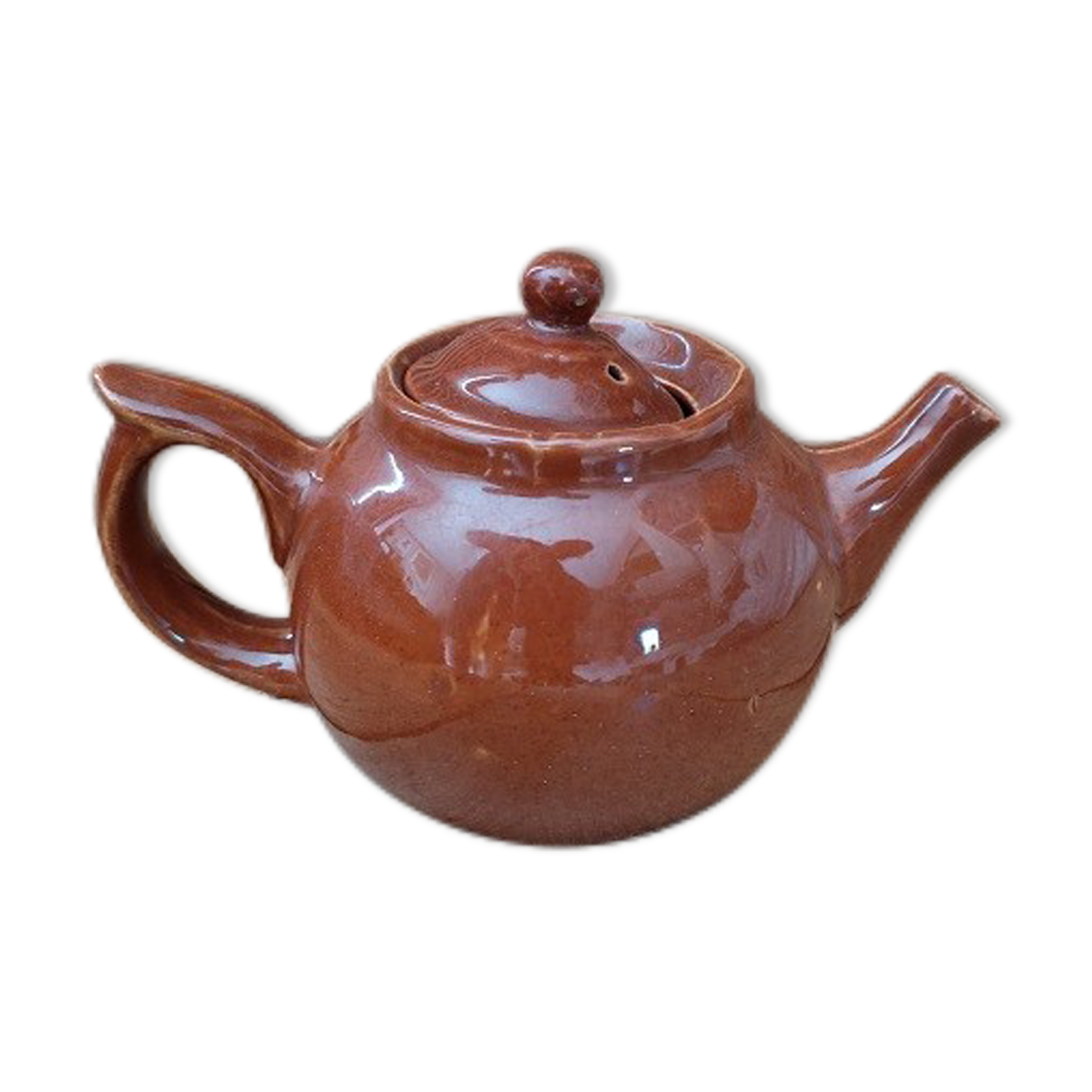 Vintage antique brown porcelain teapot