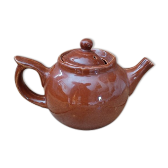 Théière porcelaine marron ancien vintage