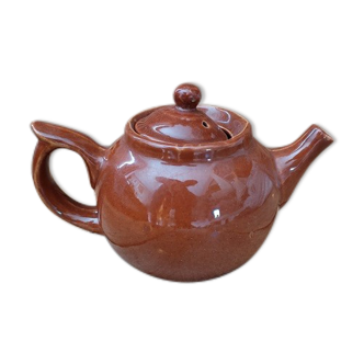Vintage antique brown porcelain teapot