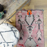 Vintage moroccan boujad rug, original pink pastel toned berber