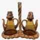 70's vinegar cruet in wood and glass