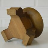 Large antique candle holder Art Deco handmade wood candle stick holder