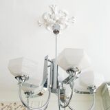 Lustre Gaetano Sciolari à 5 bras en métal chromé, Italie 1970