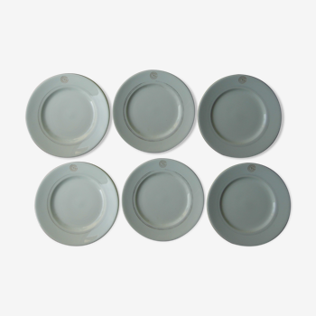 6 limoges porcelain assiettes cgt trans-atlantic general company, art deco