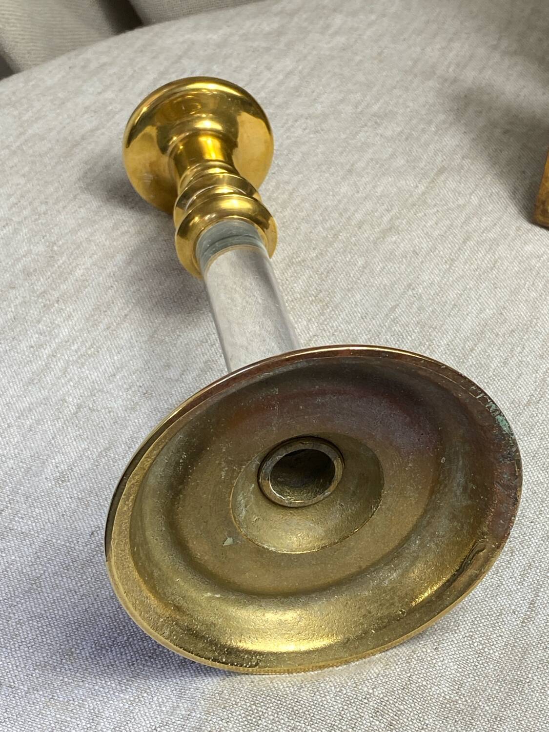 Brass and Lucite Candle Holder