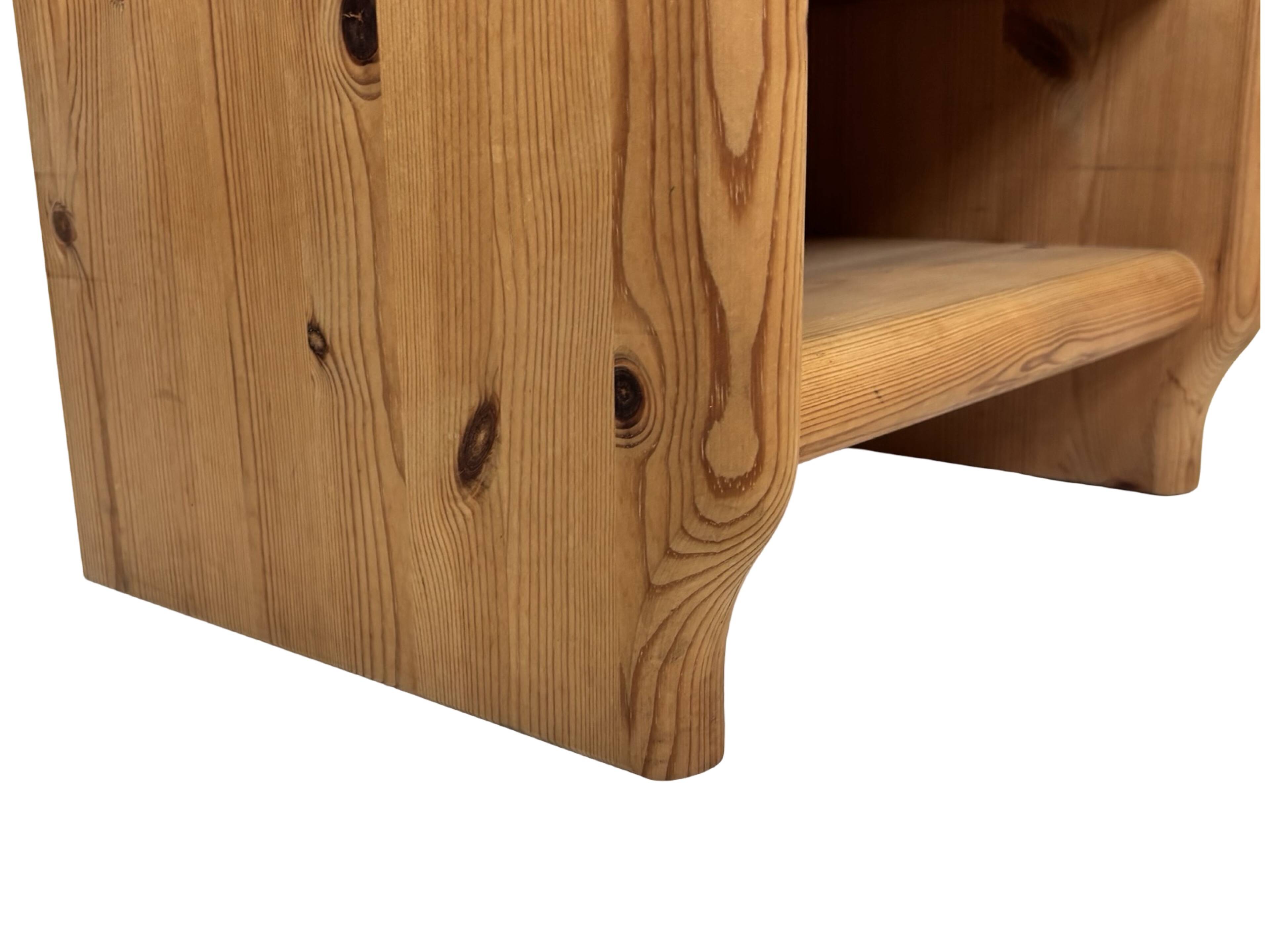 Vintage set of two pine wood bedside tables