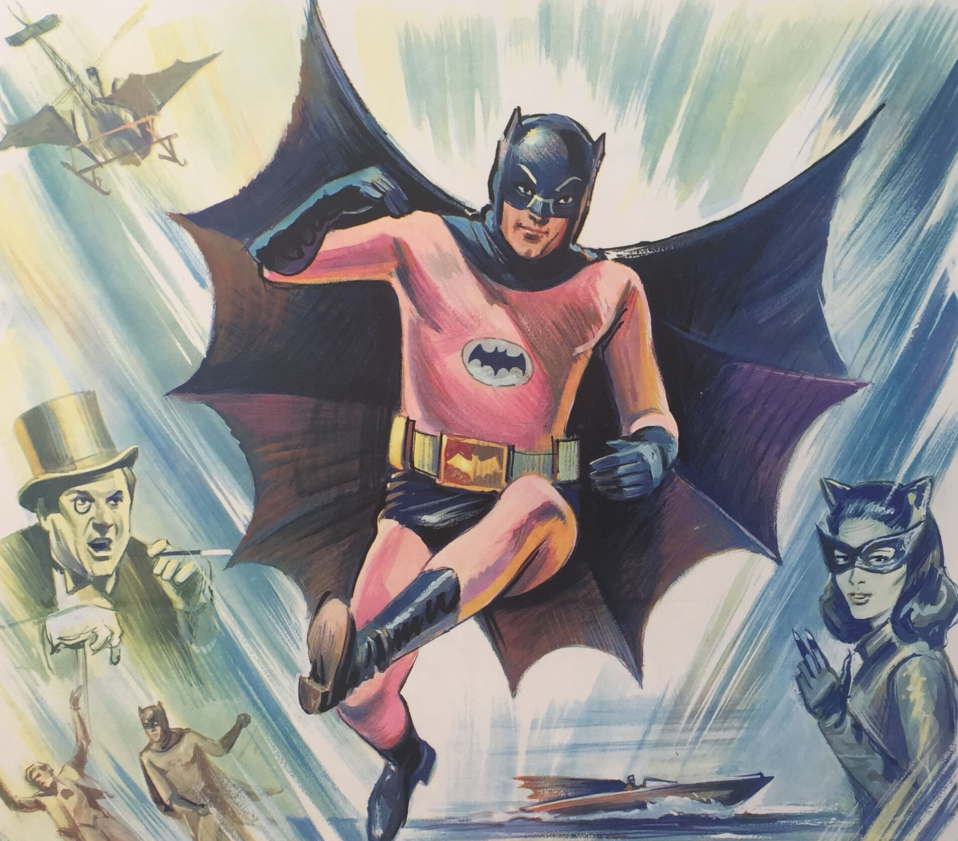 Affiche cinéma "Batman" Adam West, Burt Ward 46x55cm 1966