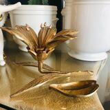 Golden brass flower ashtray