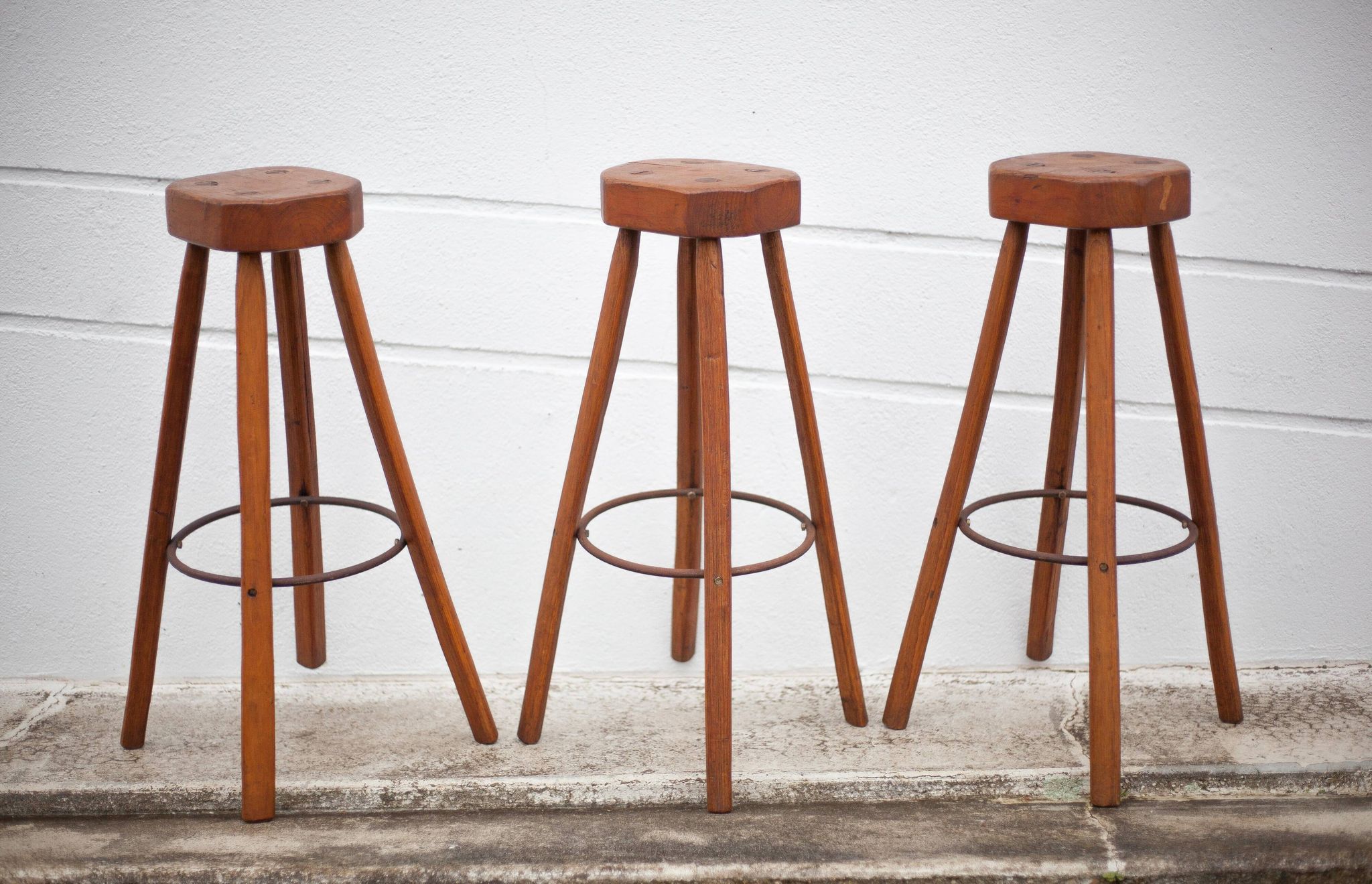 Bar stool X 3, wood and metal stool, brustalist stool, high stool