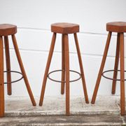 Bar stool X 3, wood and metal stool, brustalist stool, high stool