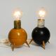 Pair of beautiful small Mid Century Modern tripod wooden table lamps