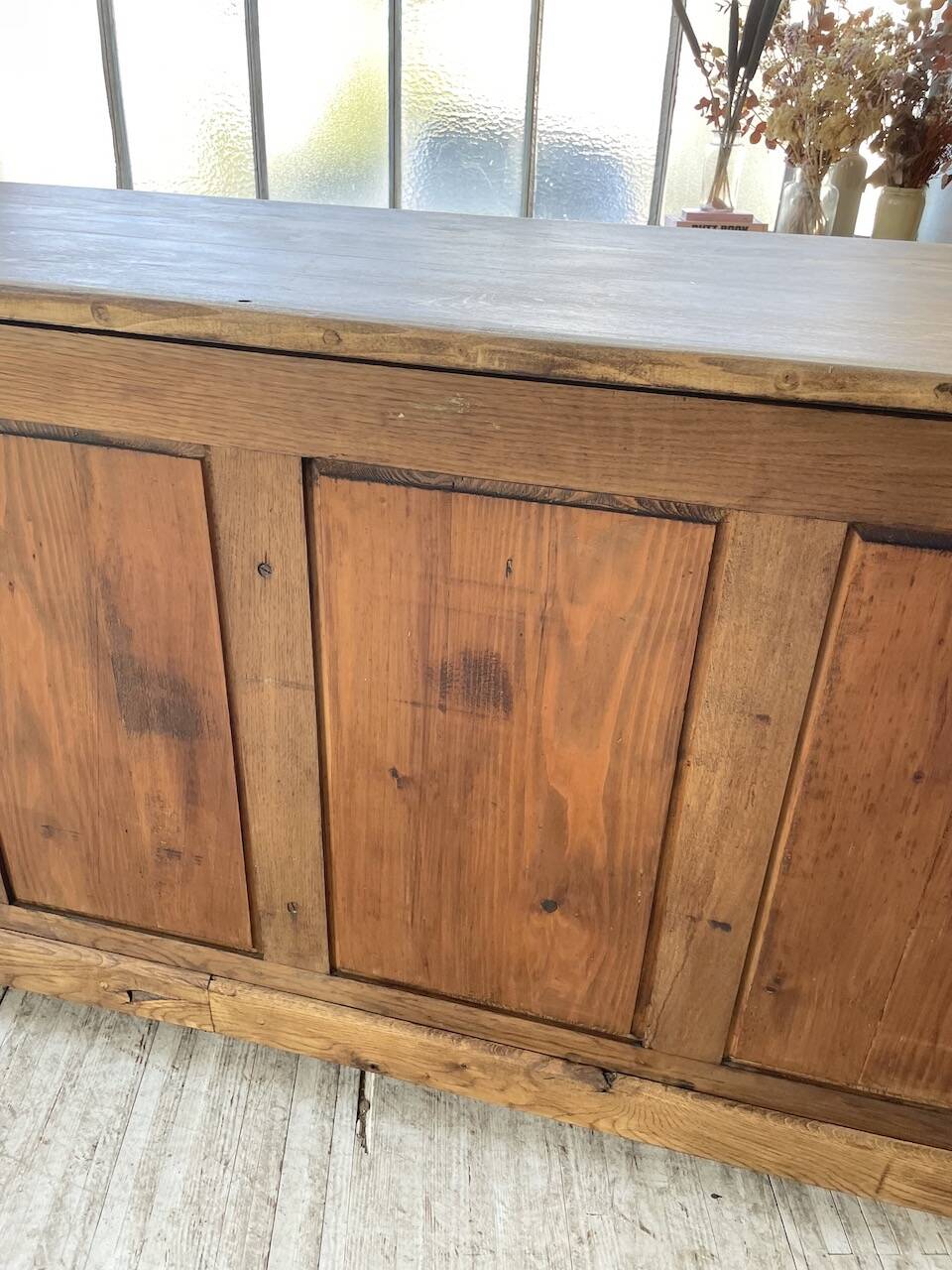 XXL solid oak counter sideboard
