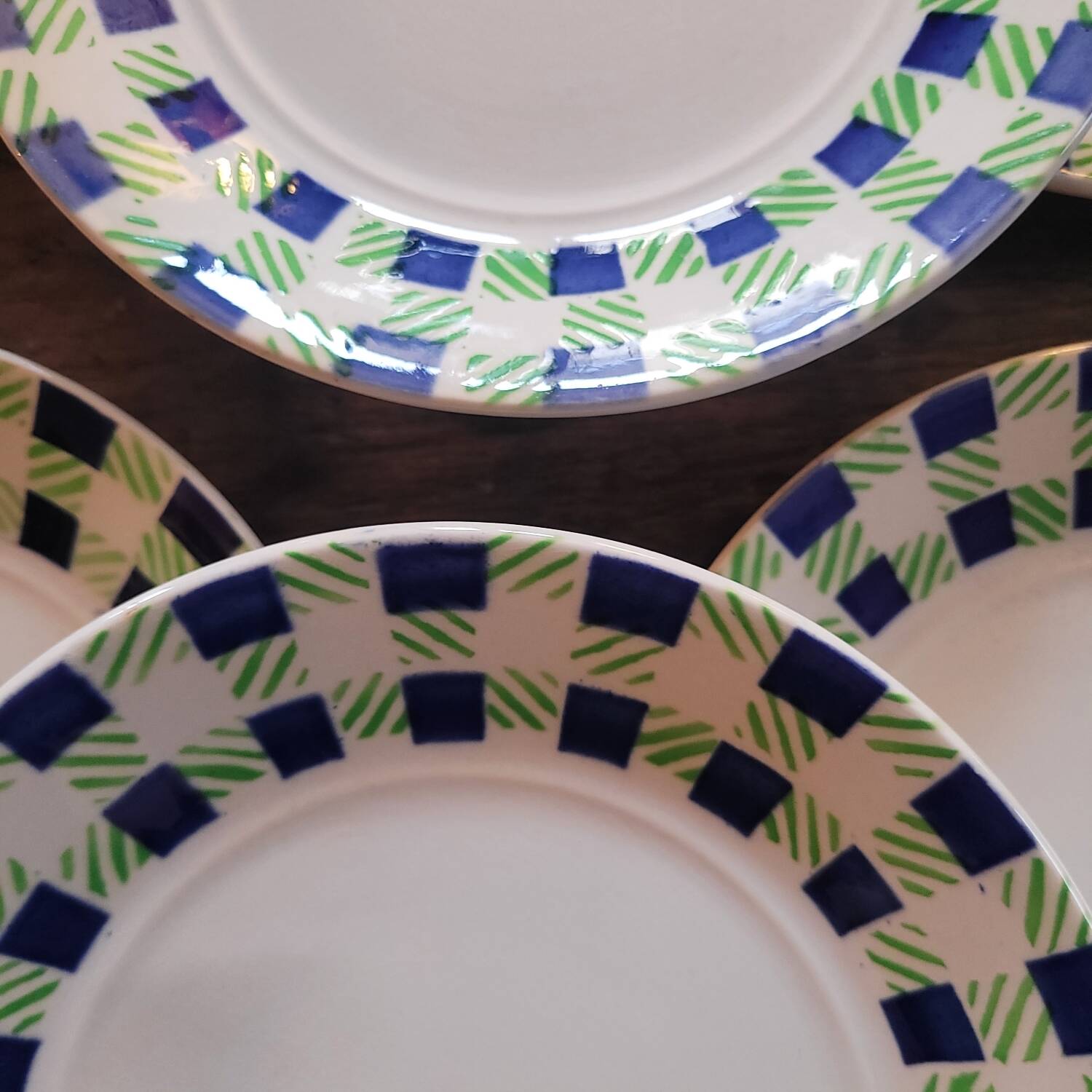Digoin Sarreguemines dessert plates – Plaid pattern – 1970s