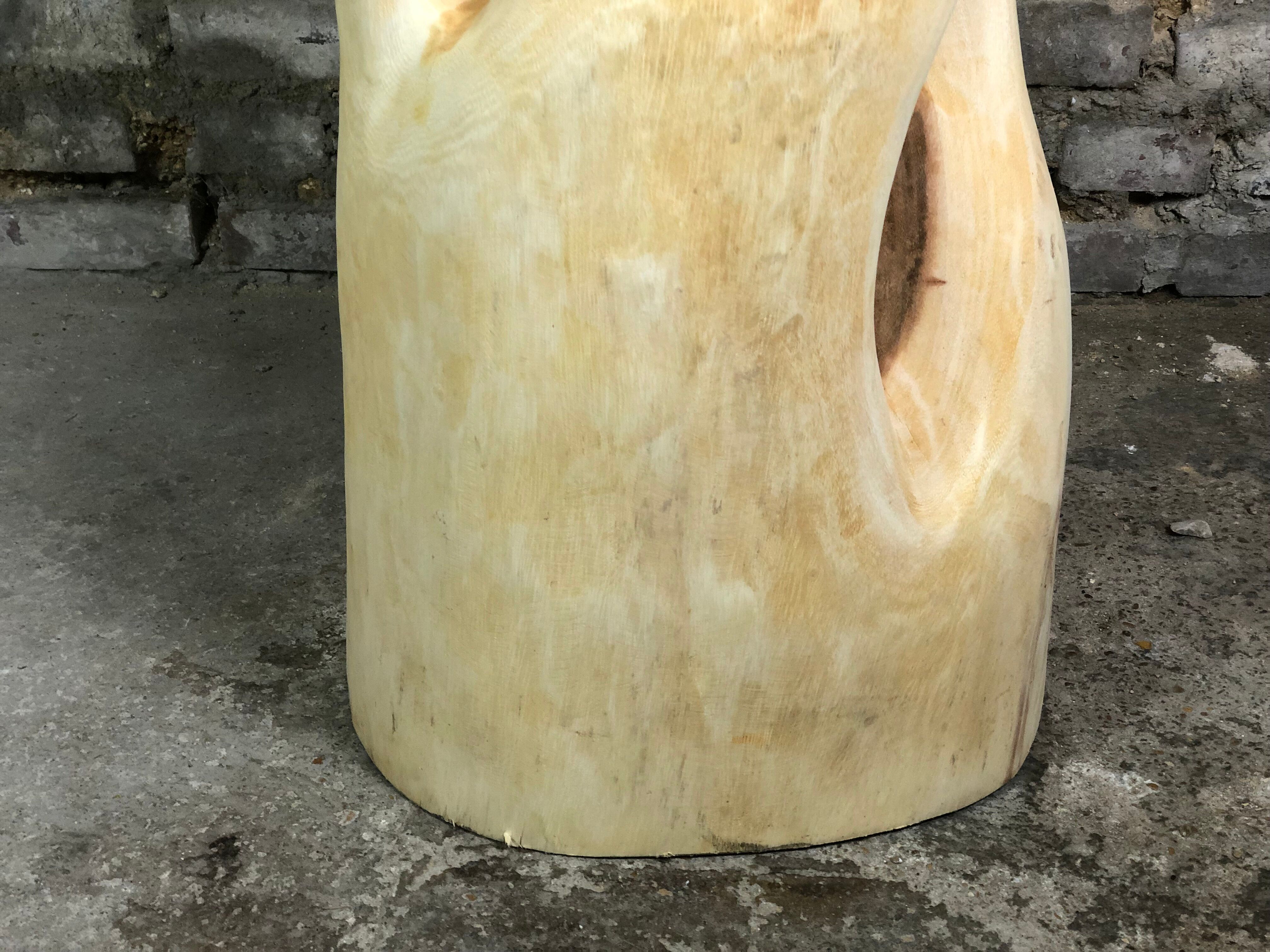 Brutalist coat rack carved in Suar WOOD HT 193 cm