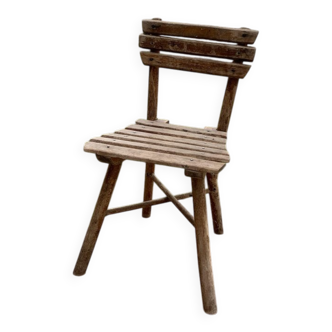 Small brown wooden accent chair, Hungarian countryside, 1950s.