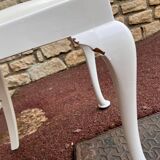 4 English white lacquered Chippendale chairs with faux leather seats
