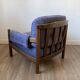 Vintage armchair in wood and blue velvet