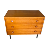 Vintage chest of drawers, Scandinavian teak style, circa 60 metal feet